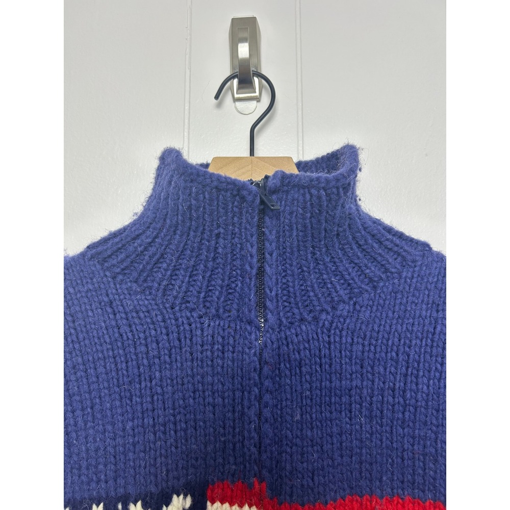 Woolies Vintage American Flag Knit Full‎ Zip Cardigan Sweater Made in Ecuador - Picture 7 of 12